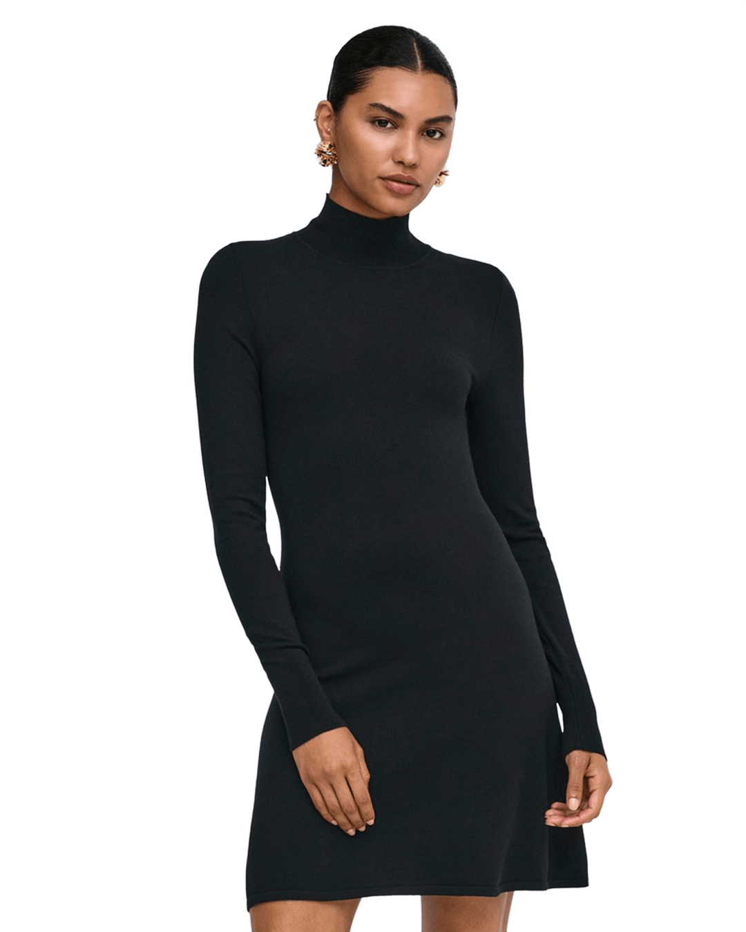 Only Dresses Only Black Kattie High Neck Knitted Dress