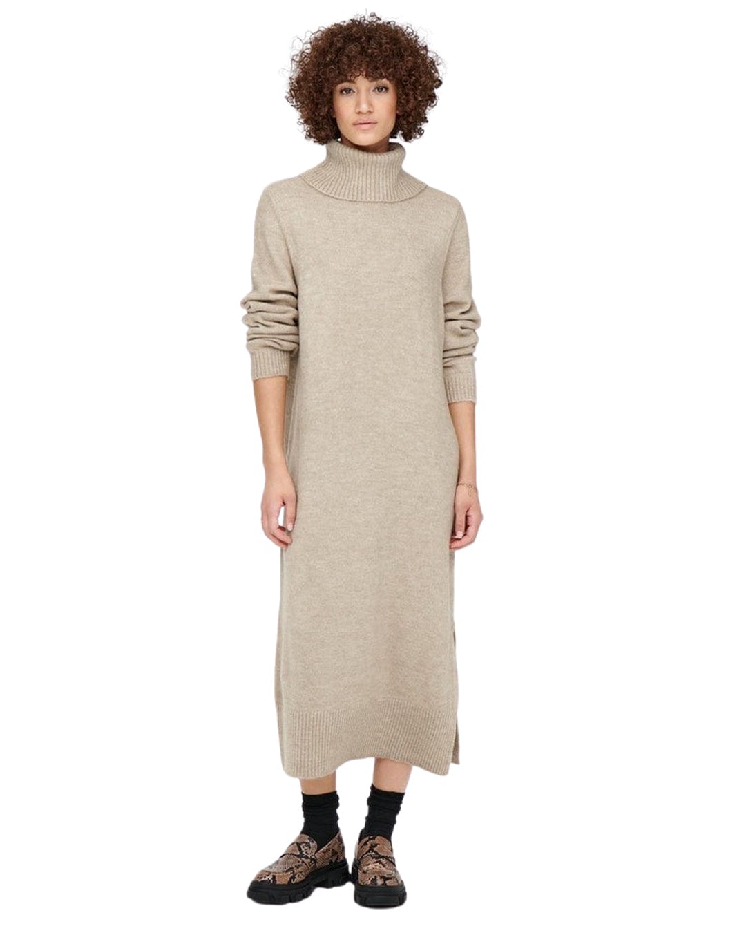 Only Dresses Only Brandie Grey Roll Neck Dress