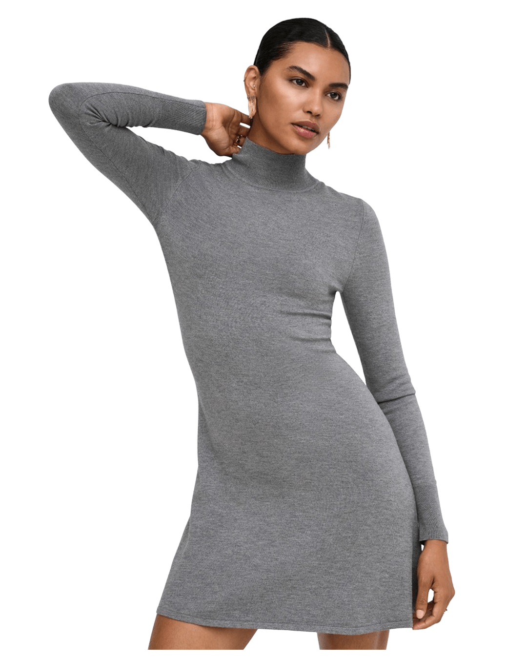 Only Dresses Only Grey Kattie High Neck Knitted Dress