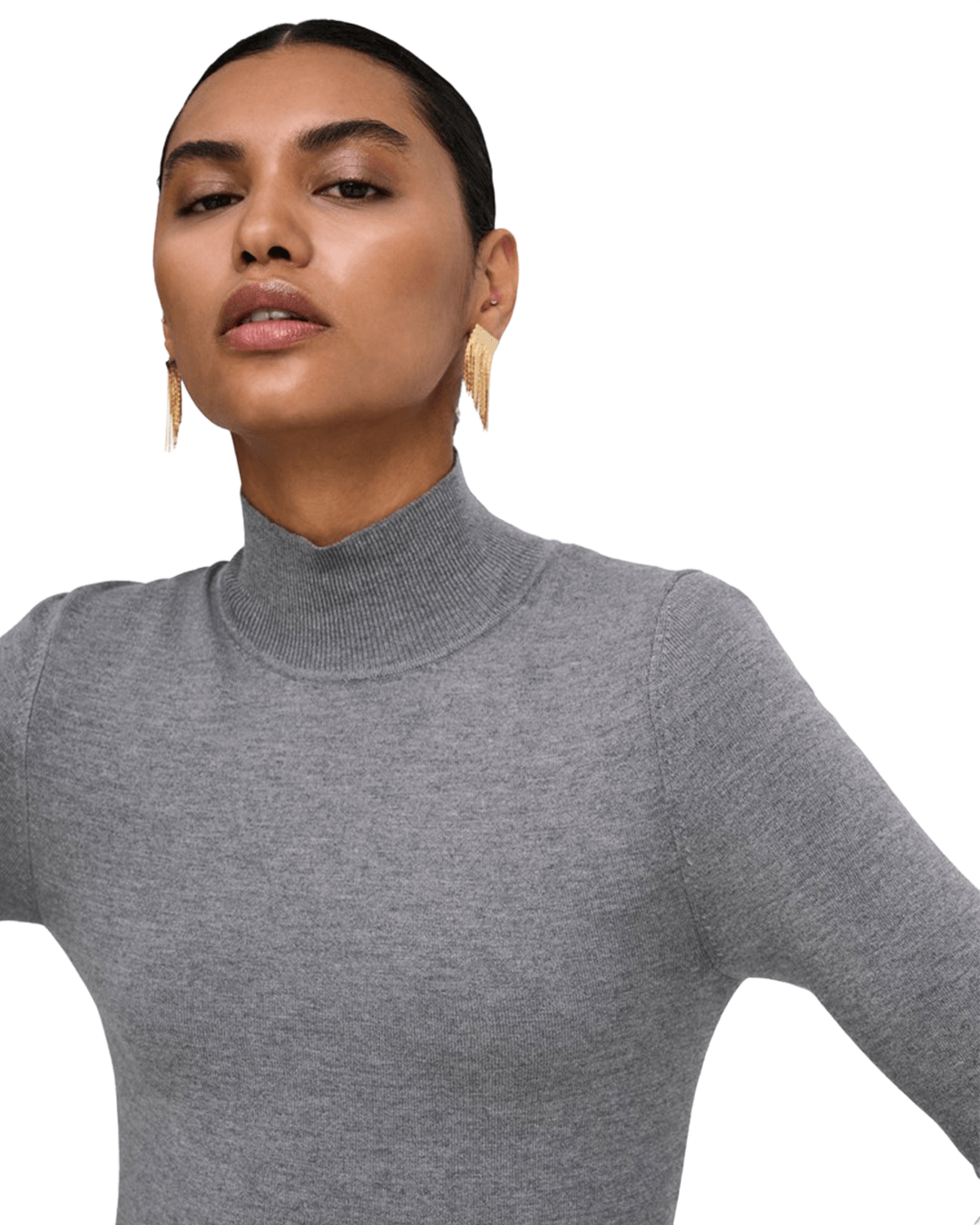 Only Dresses Only Grey Kattie High Neck Knitted Dress