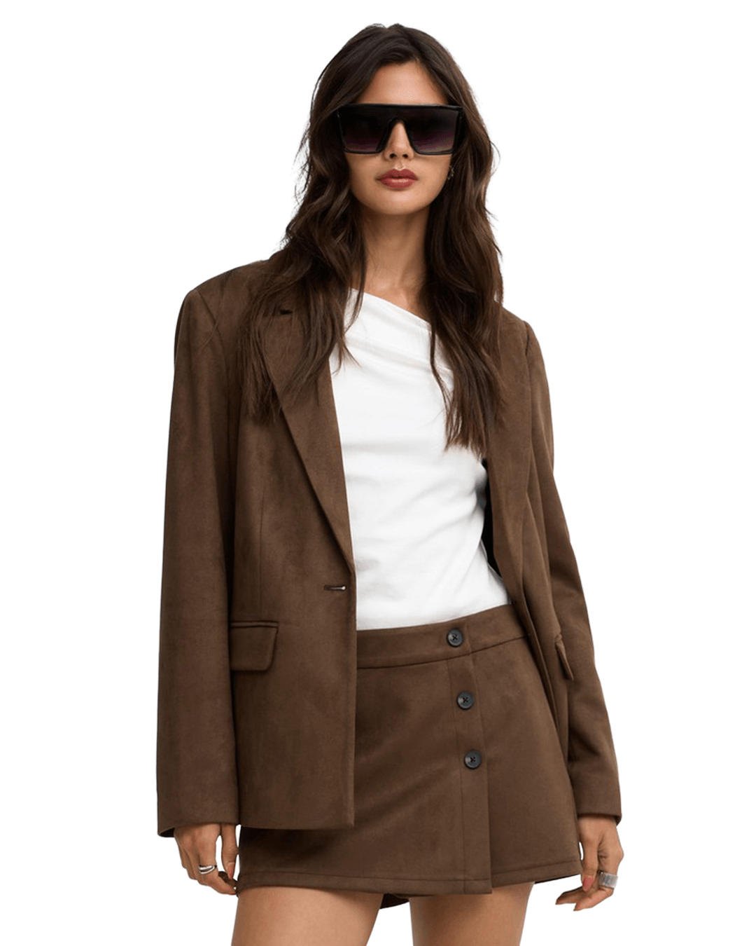 Only Jackets Only Brown Addi Faux Suede Blazer