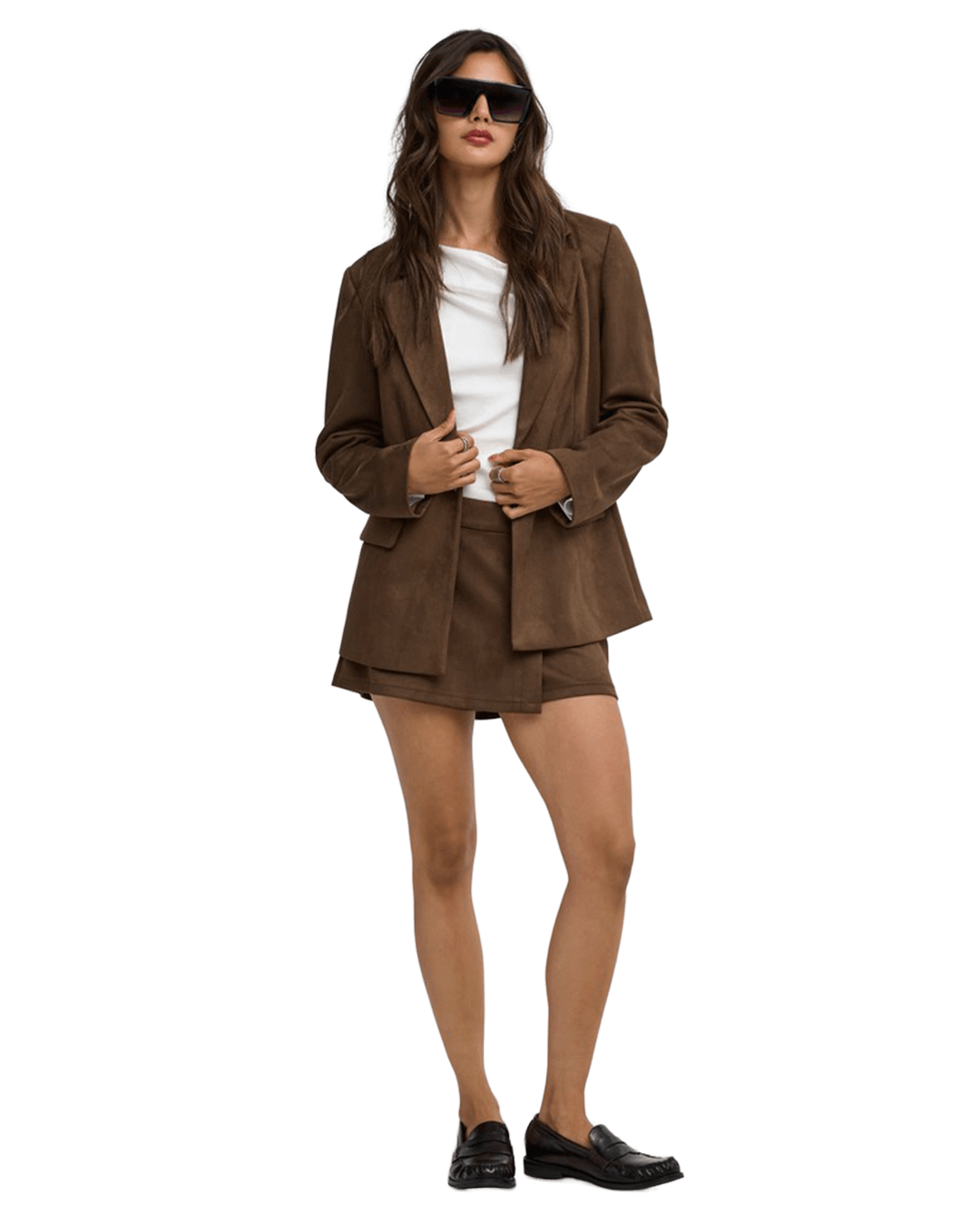 Only Jackets Only Brown Addi Faux Suede Blazer