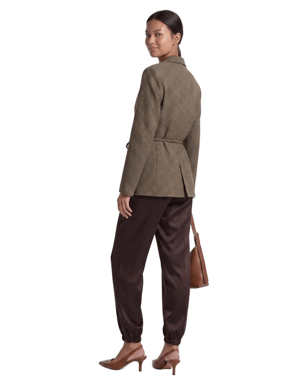 Only Jackets Only Brown Nella Belted Check Blazer