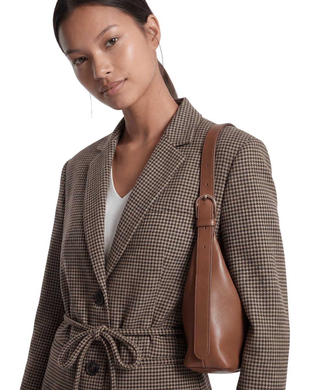Only Jackets Only Brown Nella Belted Check Blazer