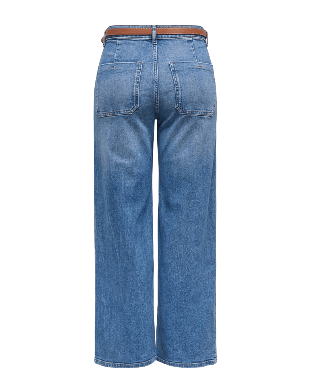 Only Jeans Only Blue Madison Mid Wash Wide Leg Belt Jeans