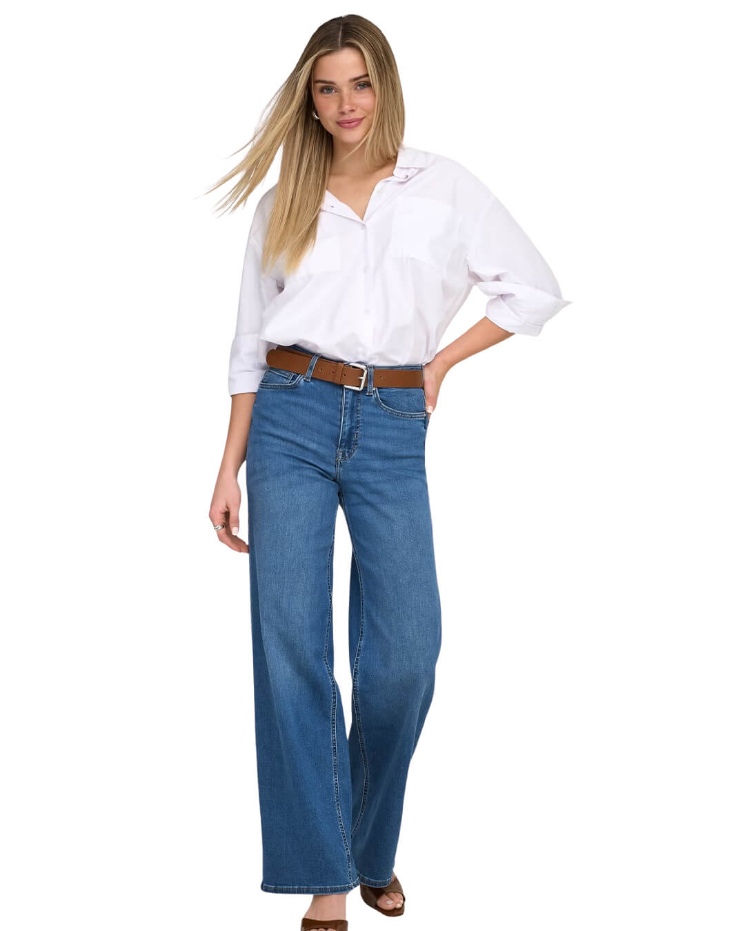 Only Jeans Only Madison Blush Hw Wide Dnm Cro372 Noos Blu Denim