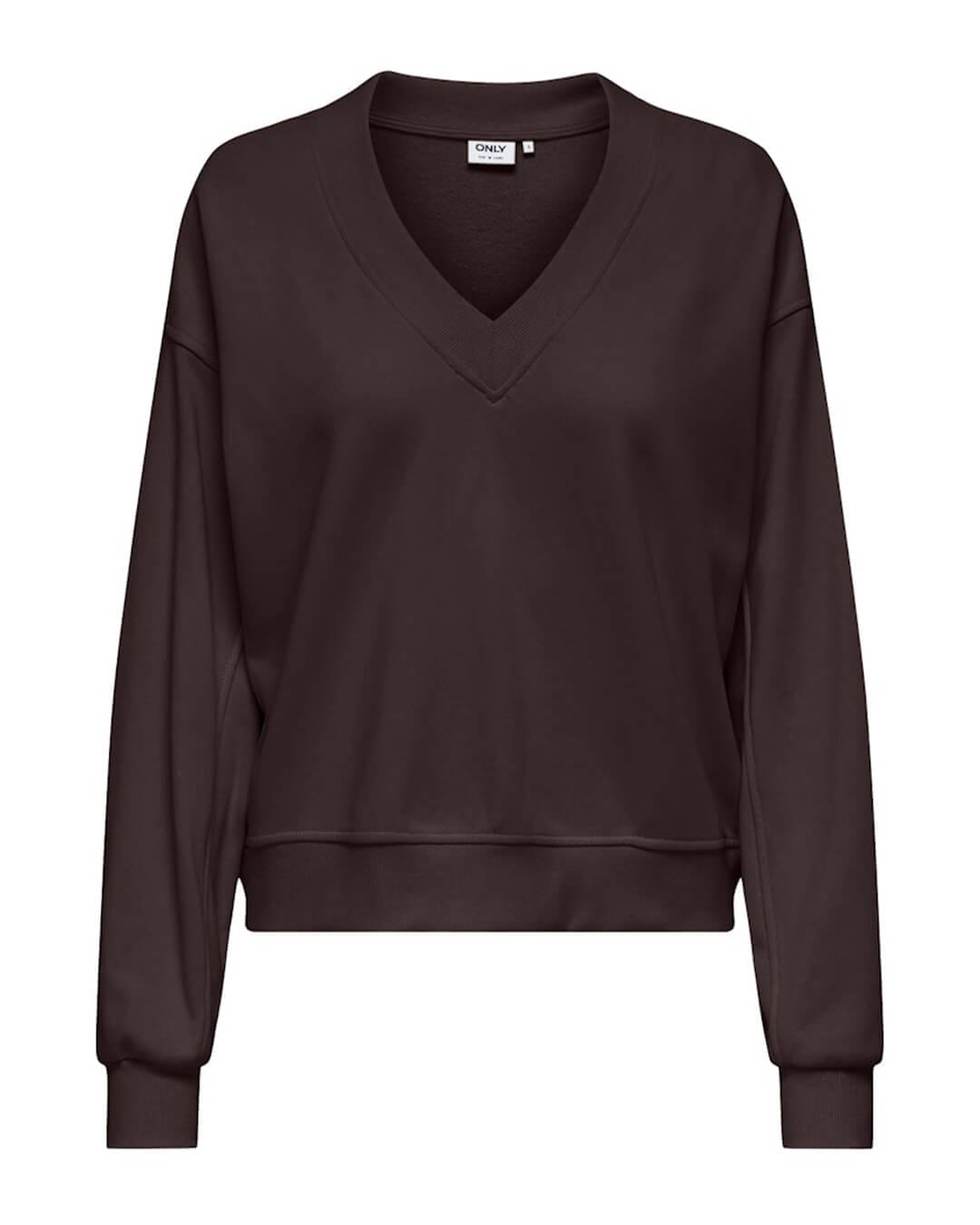 Only Jumpers ONLBELLA L/S V-NECK UB SWT CHOCOLATE TORTE