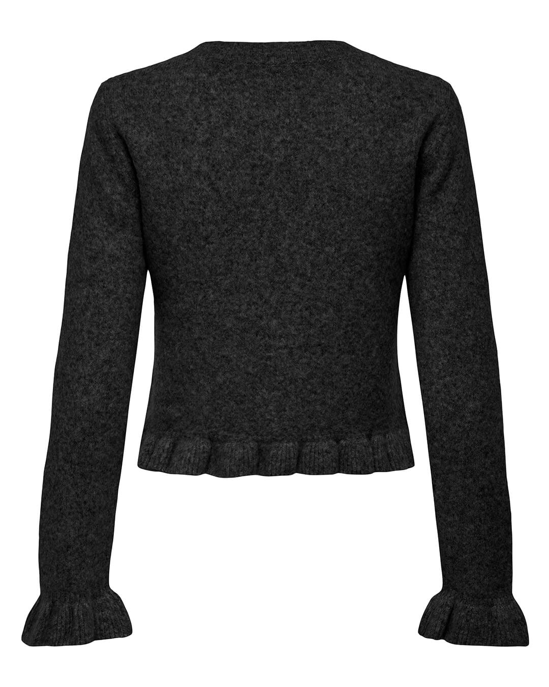 Only Jumpers ONLRIMA LIFE LS FRILL BUTTON CARDIG KNT BLACK DTM BUTTON