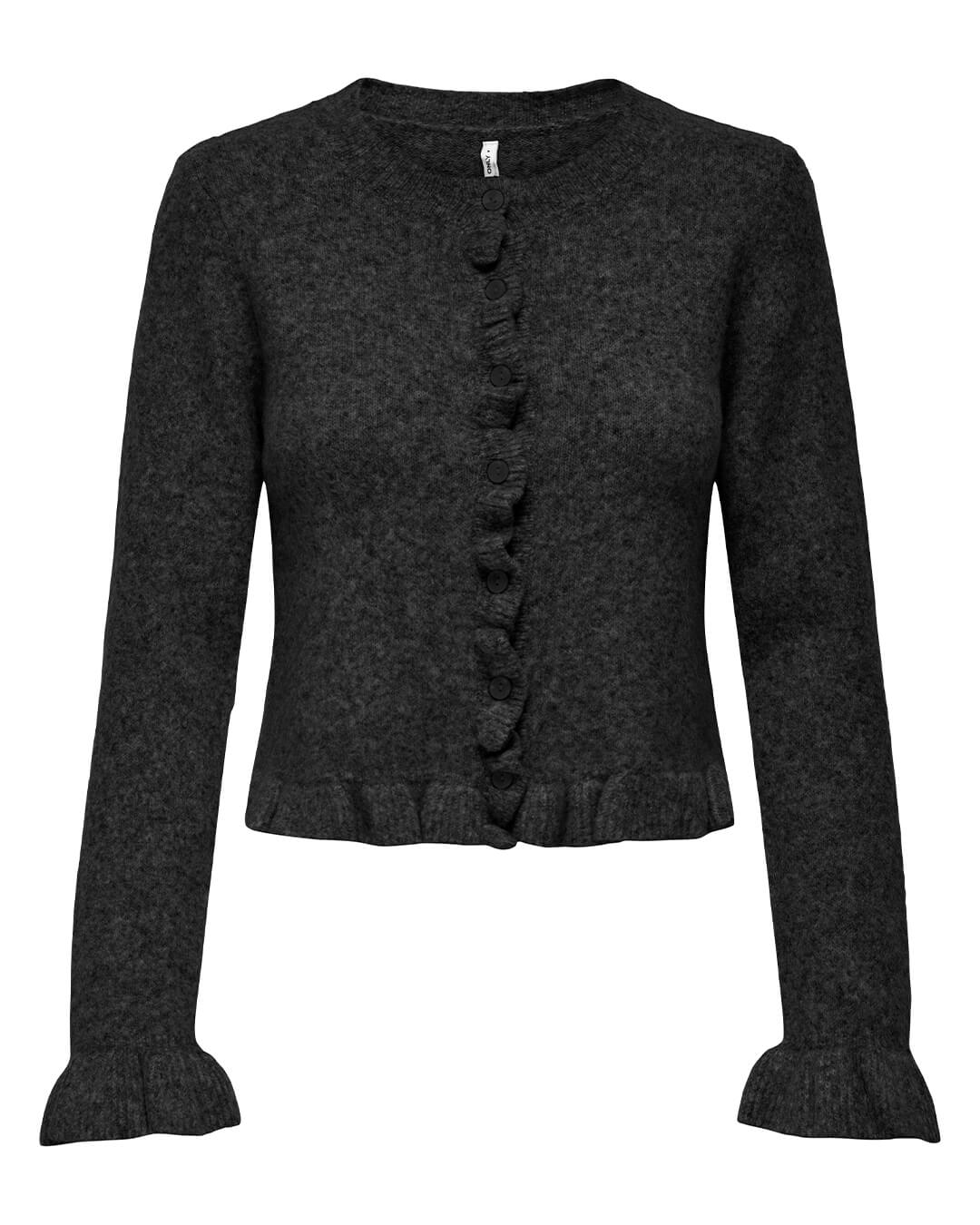 Only Jumpers ONLRIMA LIFE LS FRILL BUTTON CARDIG KNT BLACK DTM BUTTON