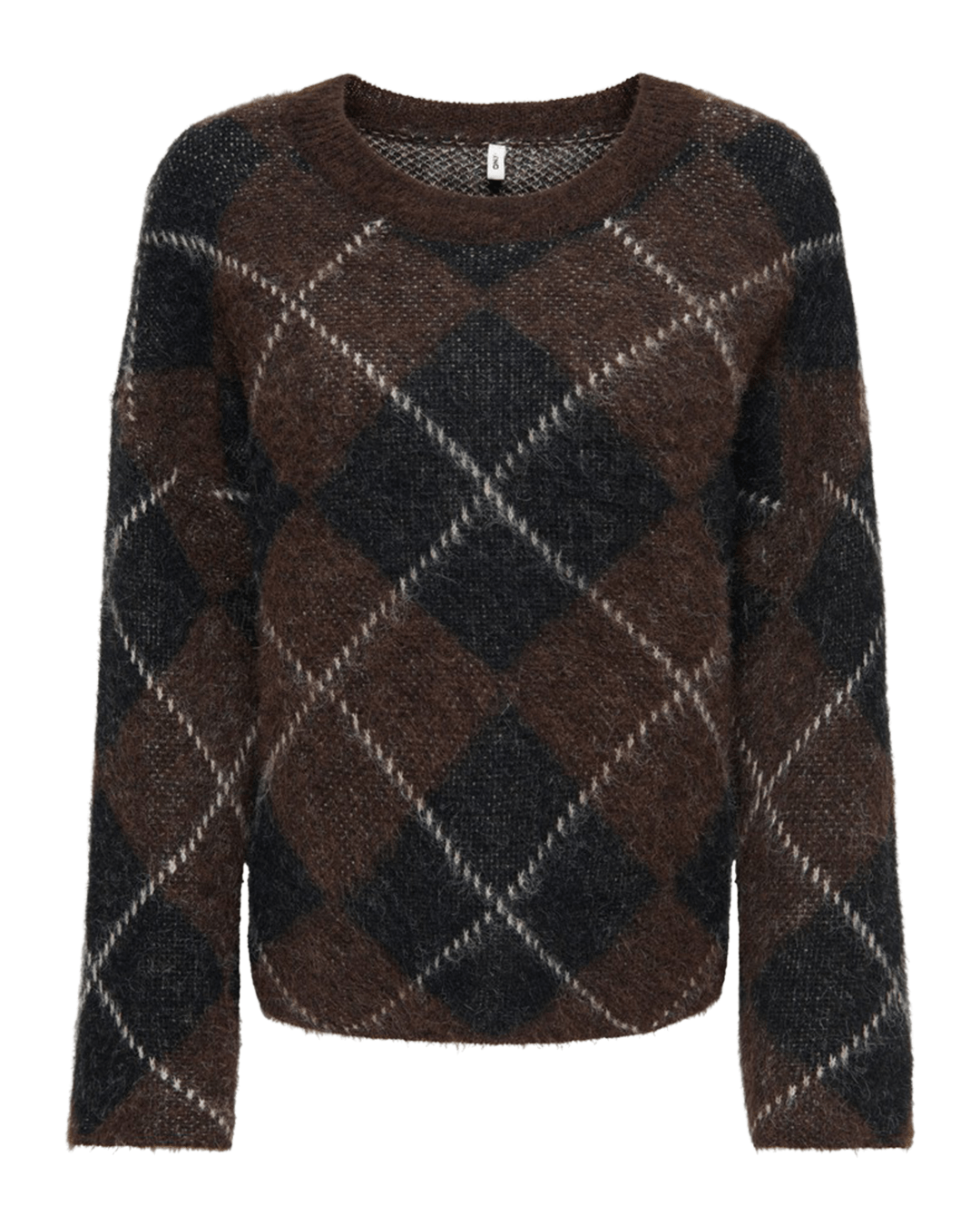 Only Jumpers Only Brown Noeme Pattern Round Neck Jumper