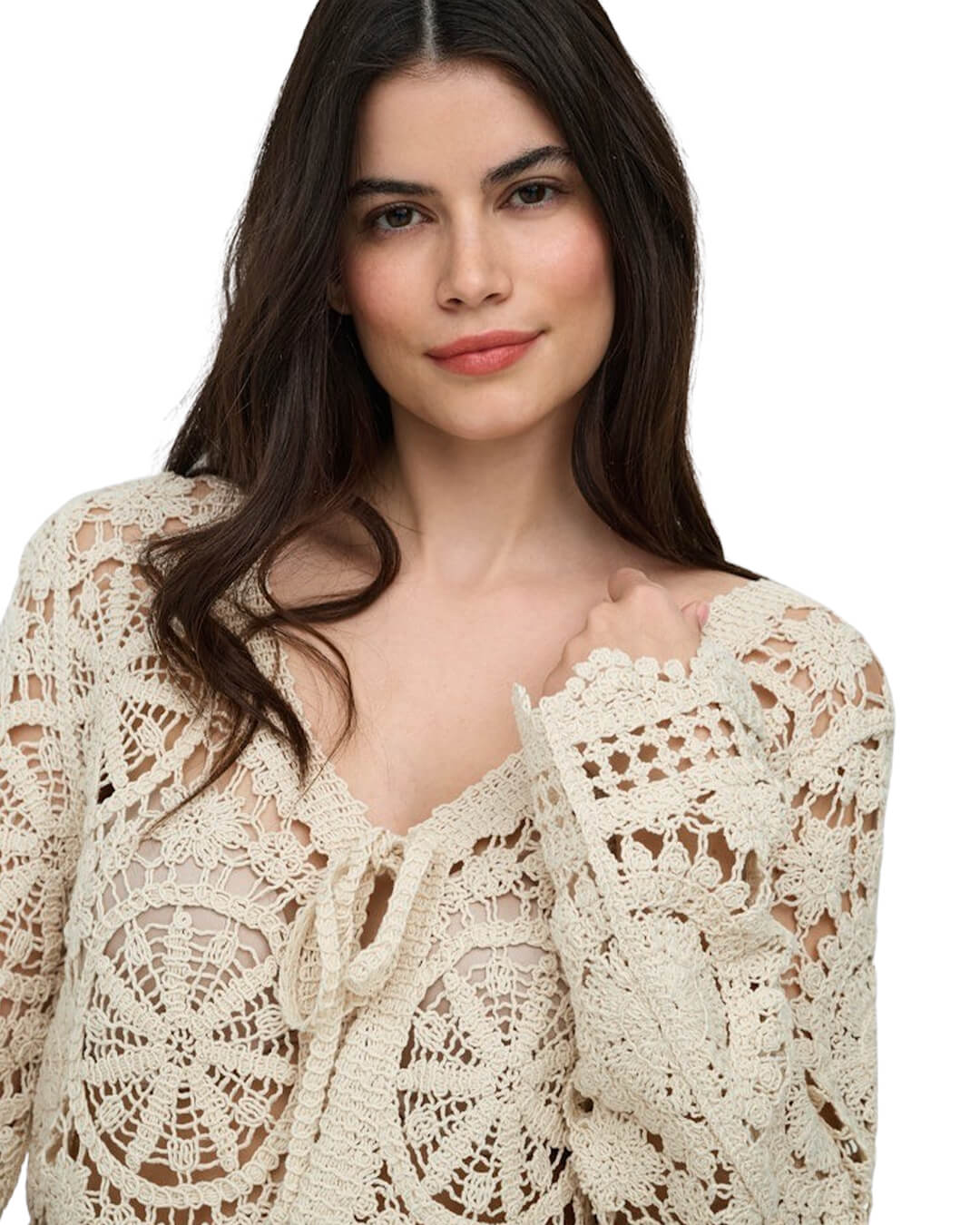 Only Jumpers Only Cream Onlwaterly Crochet Cardigan