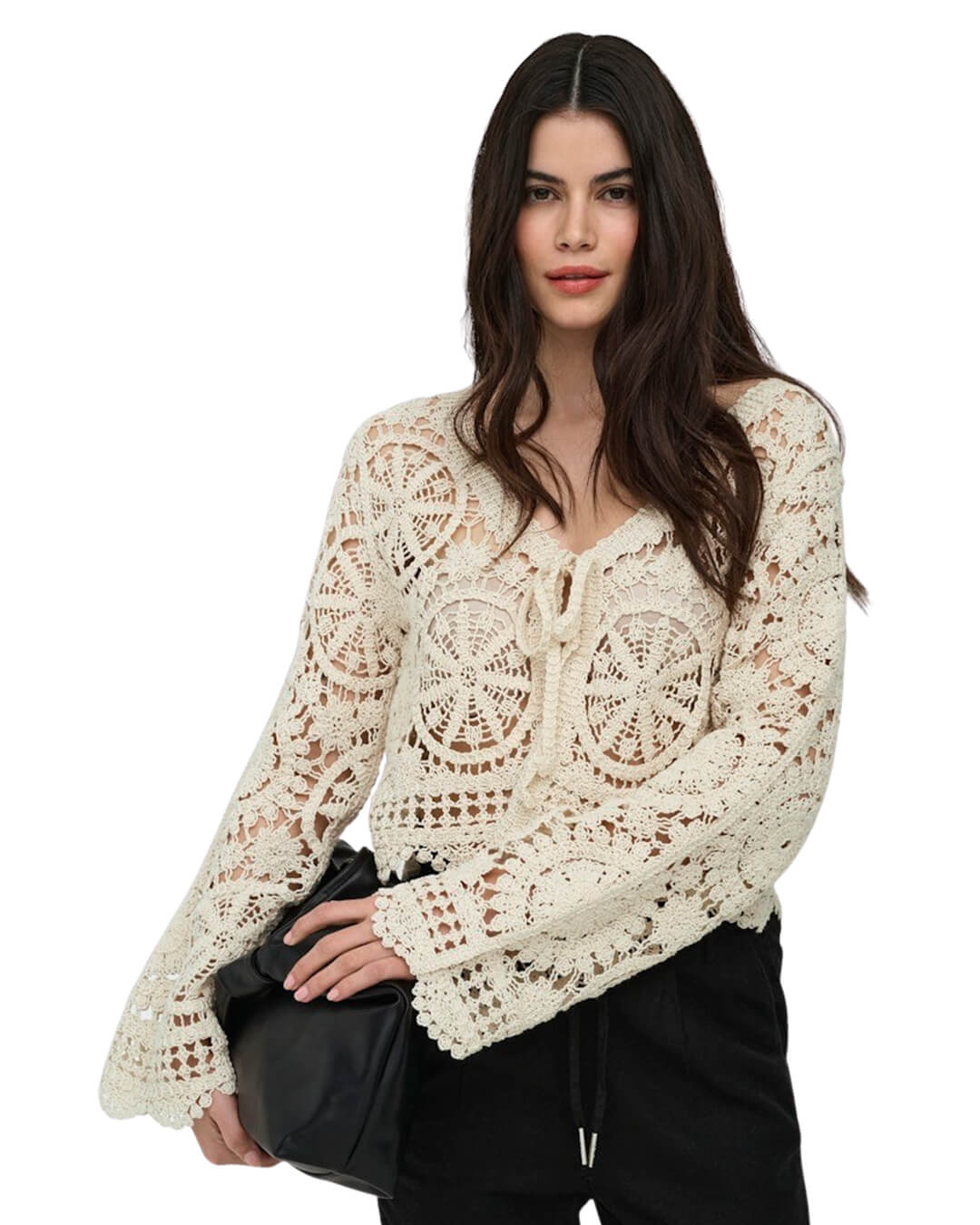 Only Jumpers Only Cream Onlwaterly Crochet Cardigan