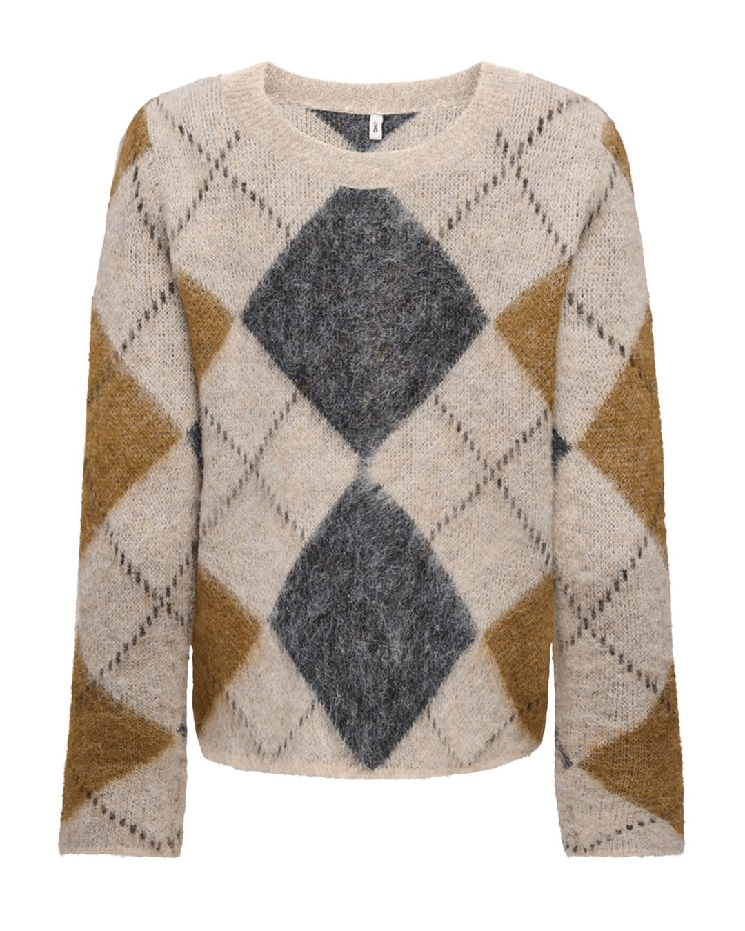 Only Jumpers Only Grey Noeme Pattern Round Neck Jumper
