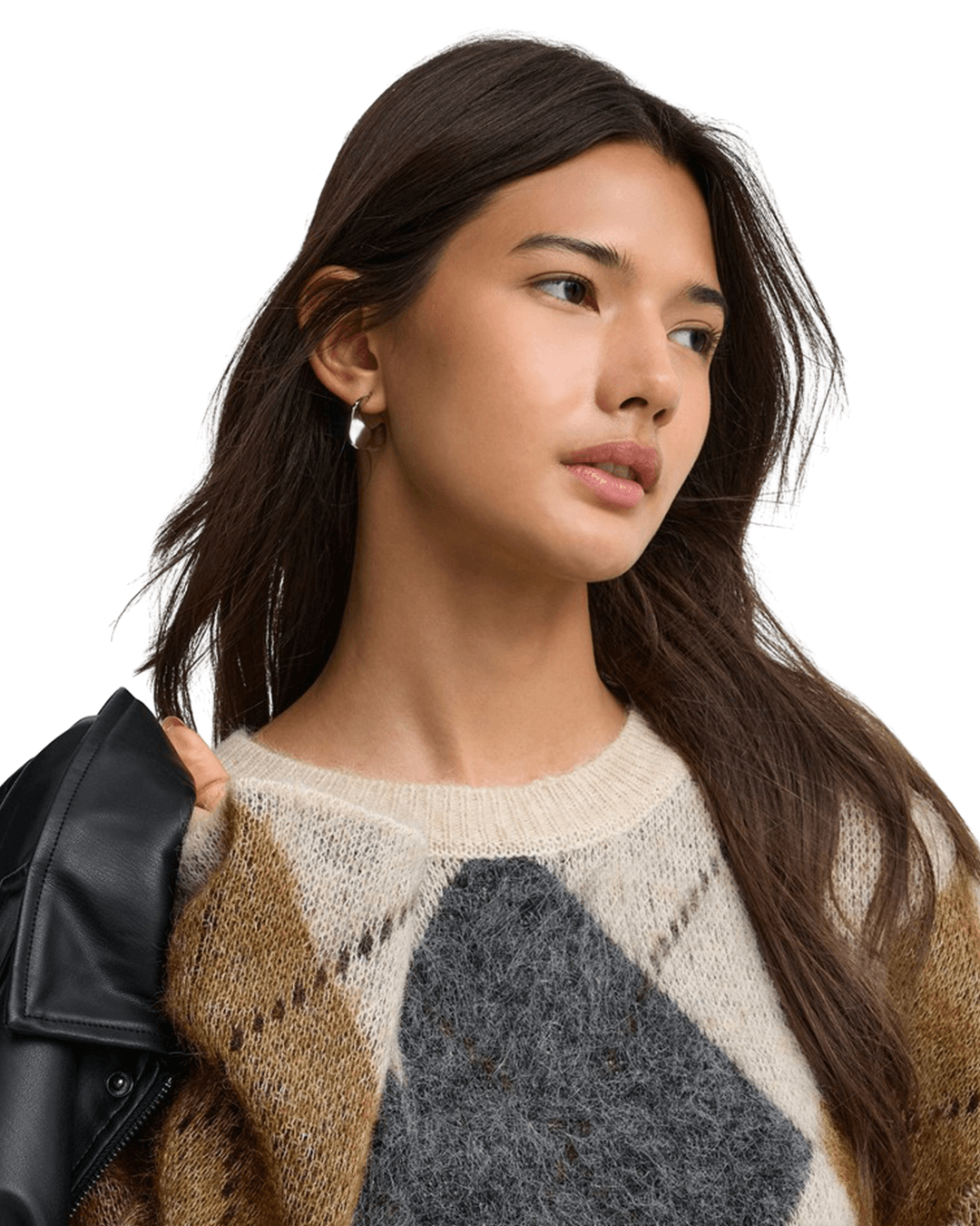 Only Jumpers Only Grey Noeme Pattern Round Neck Jumper