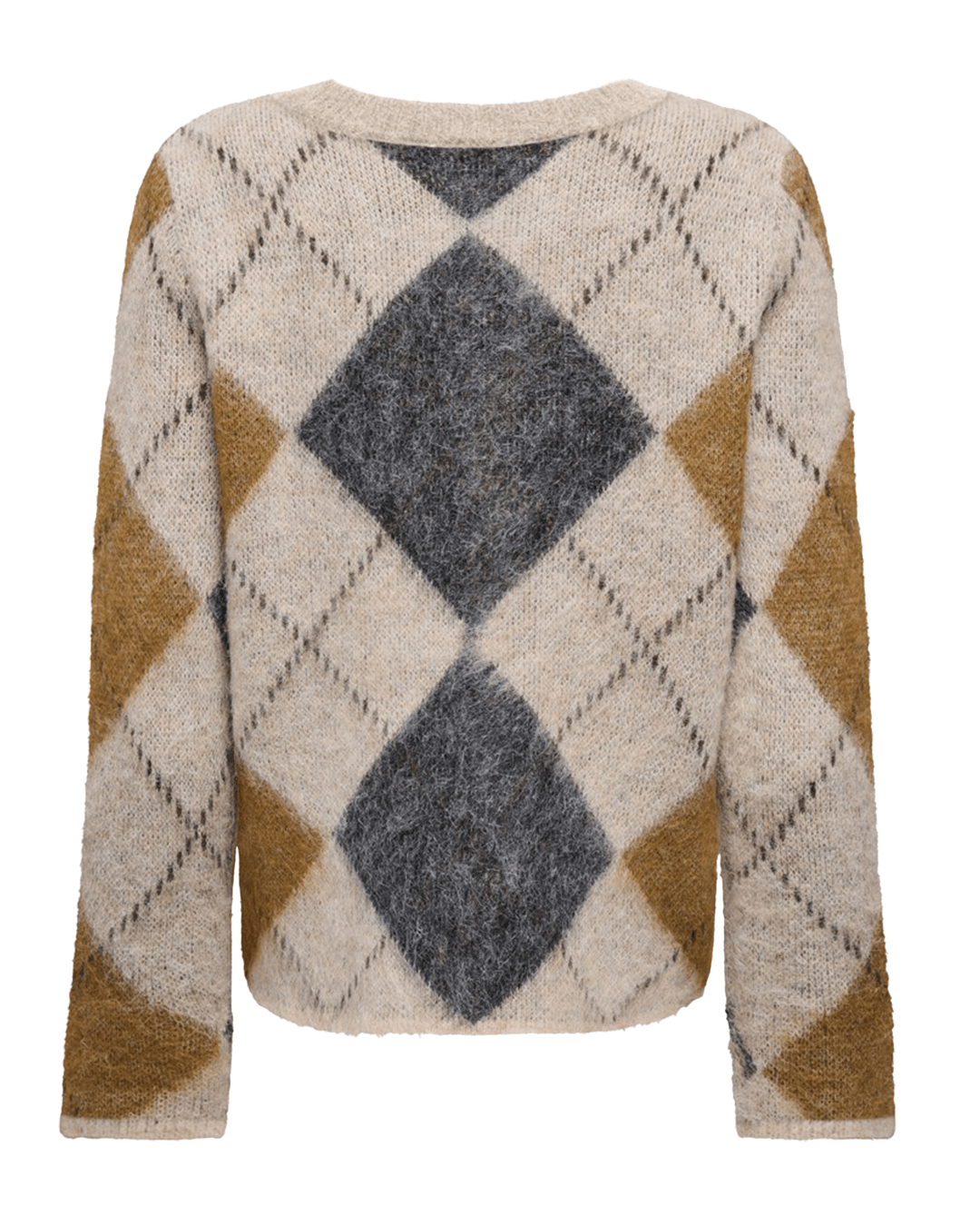 Only Jumpers Only Grey Noeme Pattern Round Neck Jumper