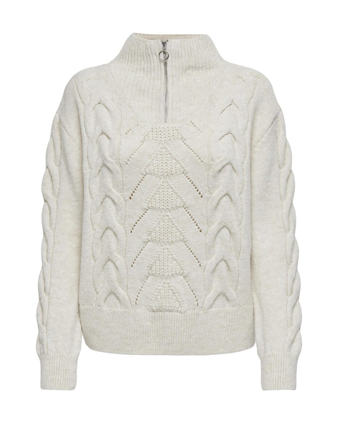 Only Jumpers Only Leise Grey Zip Neck Jumper