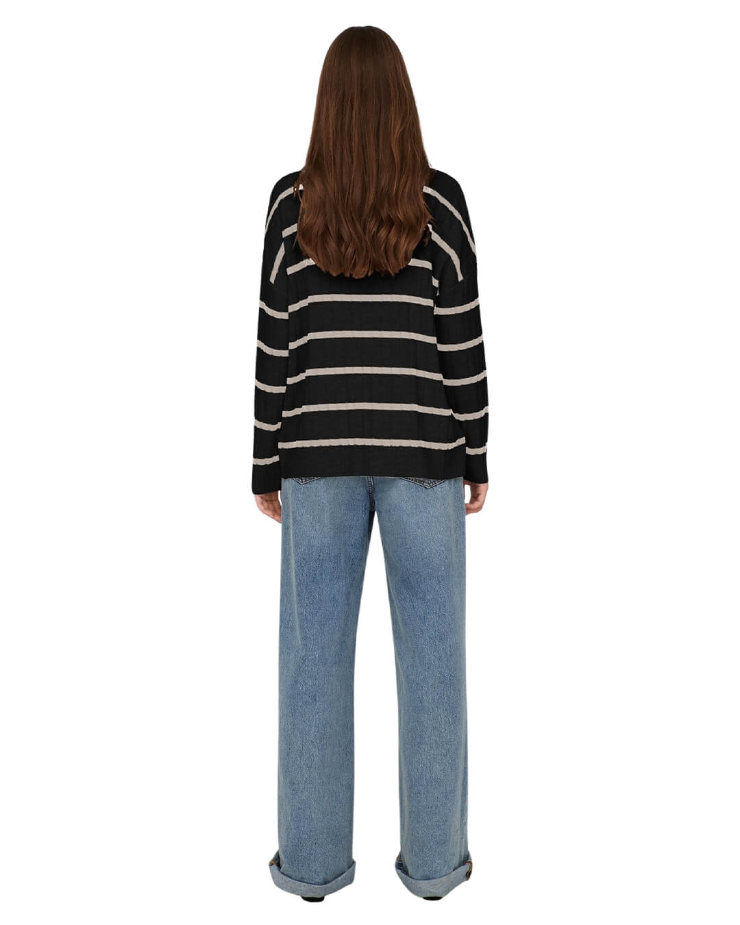 Only Jumpers Only Tessa Black Striped Half Zip Jumper