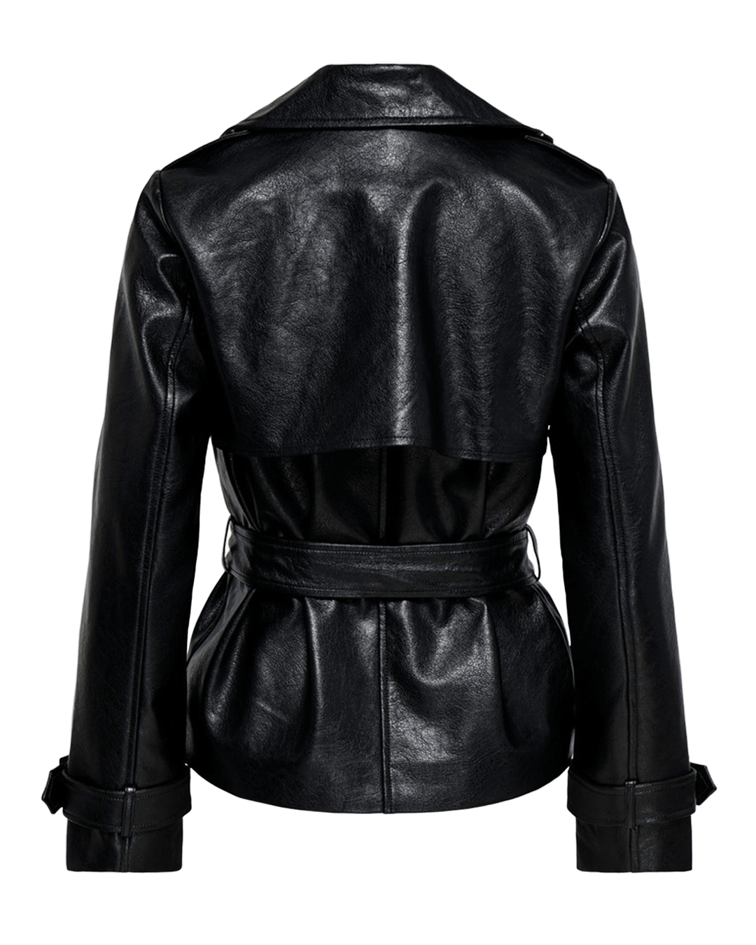 Only Outerwear Only Black Julia Faux Leather Belted Jacket