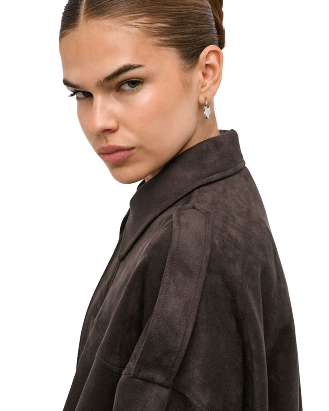 Only Outerwear Only Brown Moon-Stina Faux Suede Bomber Jacket