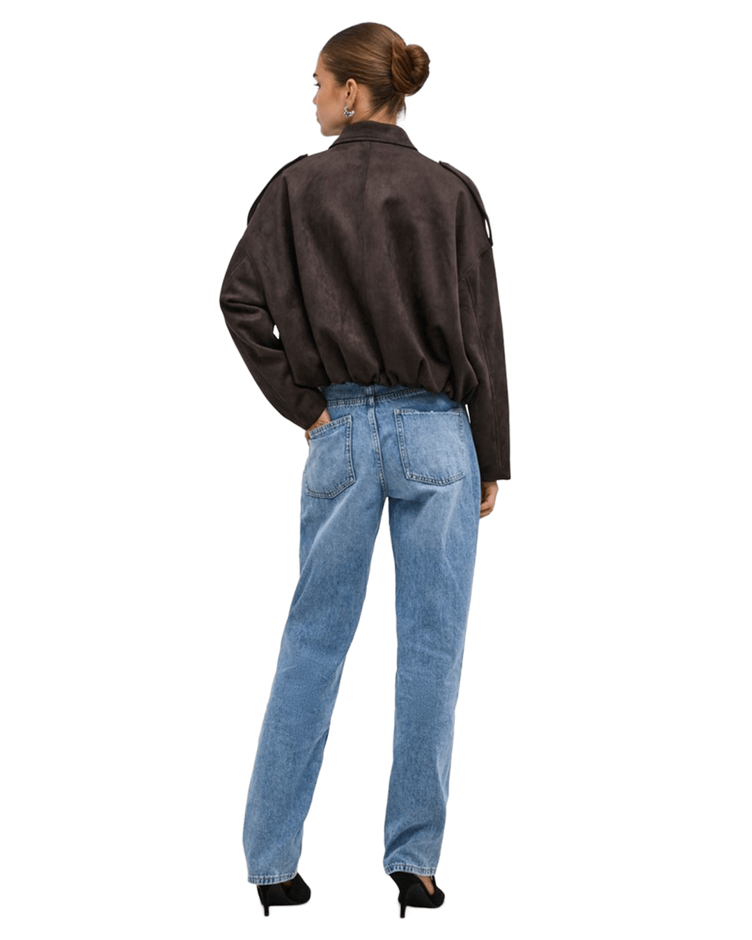 Only Outerwear Only Brown Moon-Stina Faux Suede Bomber Jacket
