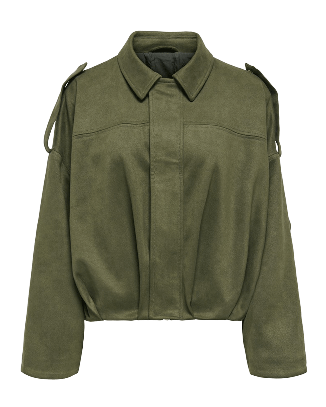 Only Outerwear Only Green Moon-Stina Faux Suede Bomber Jacket