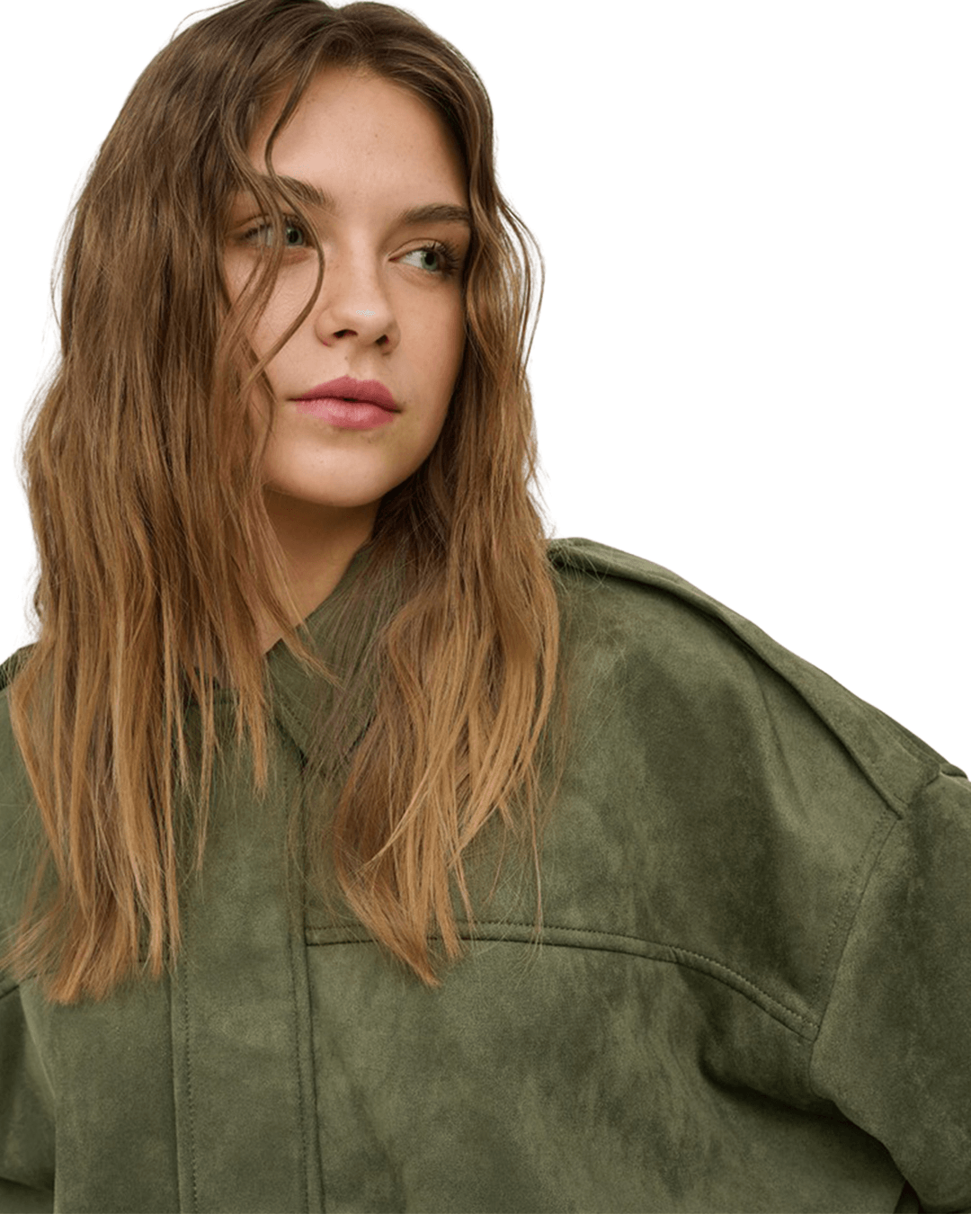 Only Outerwear Only Green Moon-Stina Faux Suede Bomber Jacket