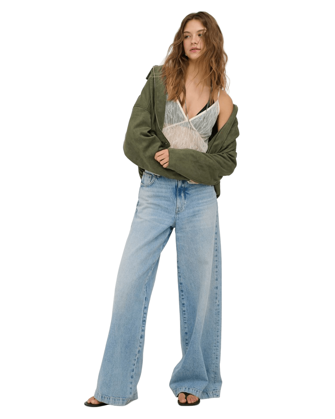 Only Outerwear Only Green Moon-Stina Faux Suede Bomber Jacket