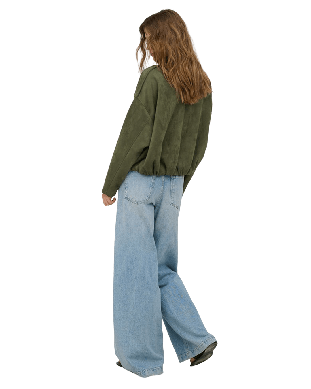 Only Outerwear Only Green Moon-Stina Faux Suede Bomber Jacket