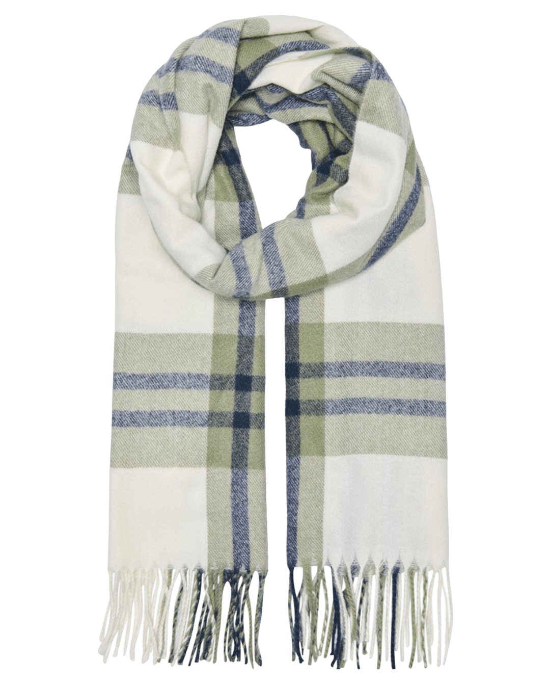 Only Scarves ONE Only Green Mathilde Check Fringe Scarf