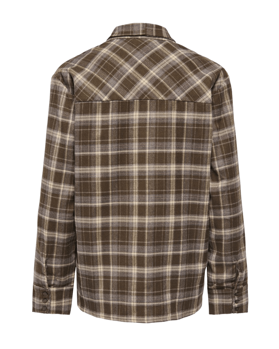 Only Shirts Only Brown Guka Asymmetric Check Tie Shirt