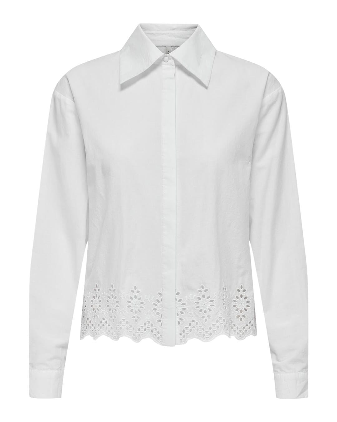 Only Shirts Only White Embroidered Long-sleeved Shirt