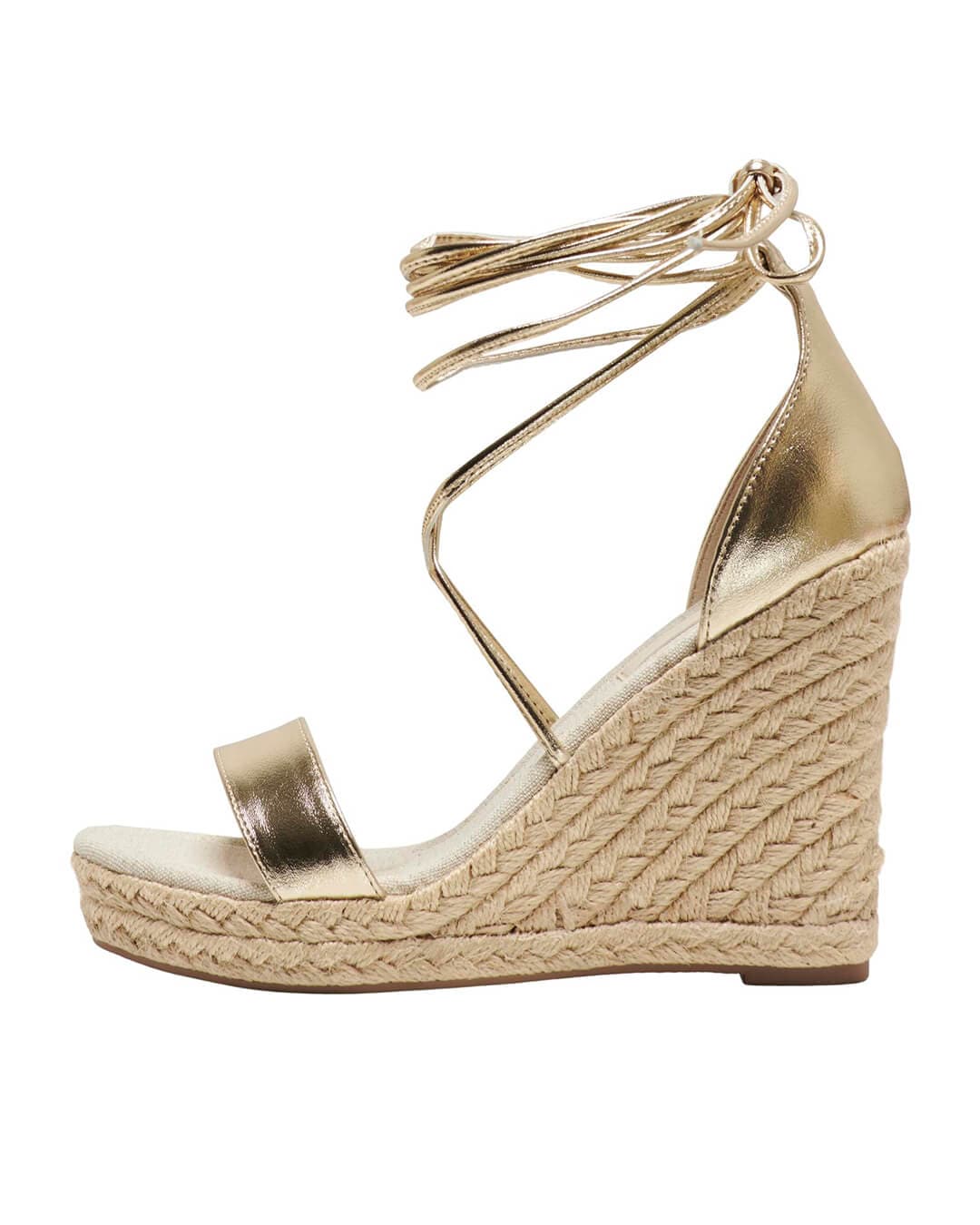 Only Shoes Only Gold Amelia Foil Wrap Wedges