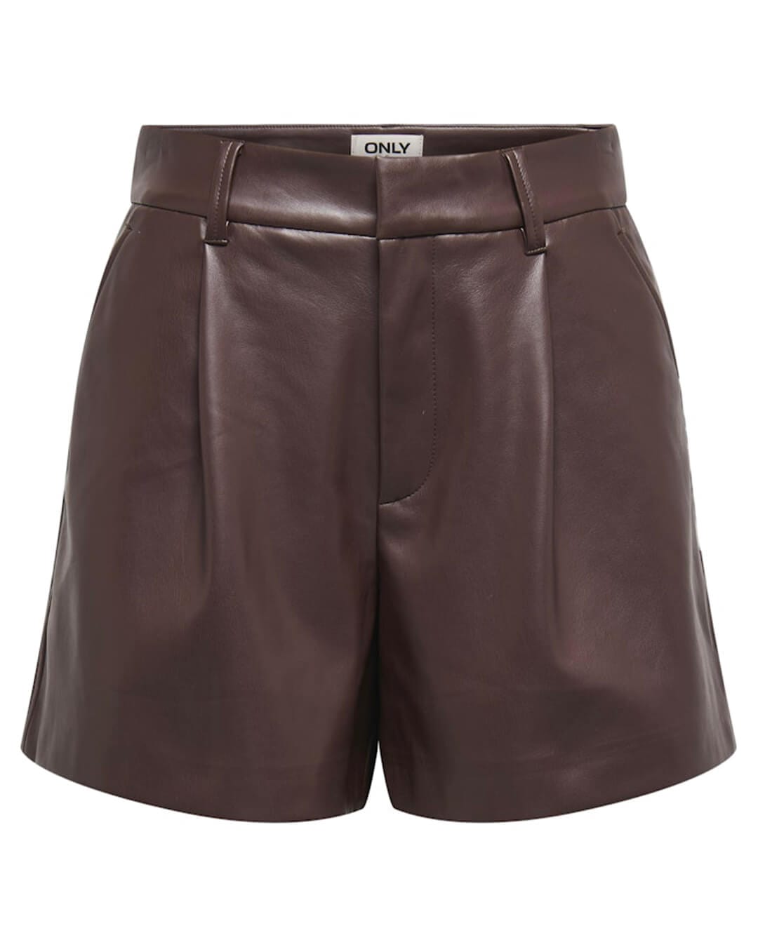 Only Shorts ONLSMOOTH HW FAUX LEA SHORTS CC PNT SEAL BROWN