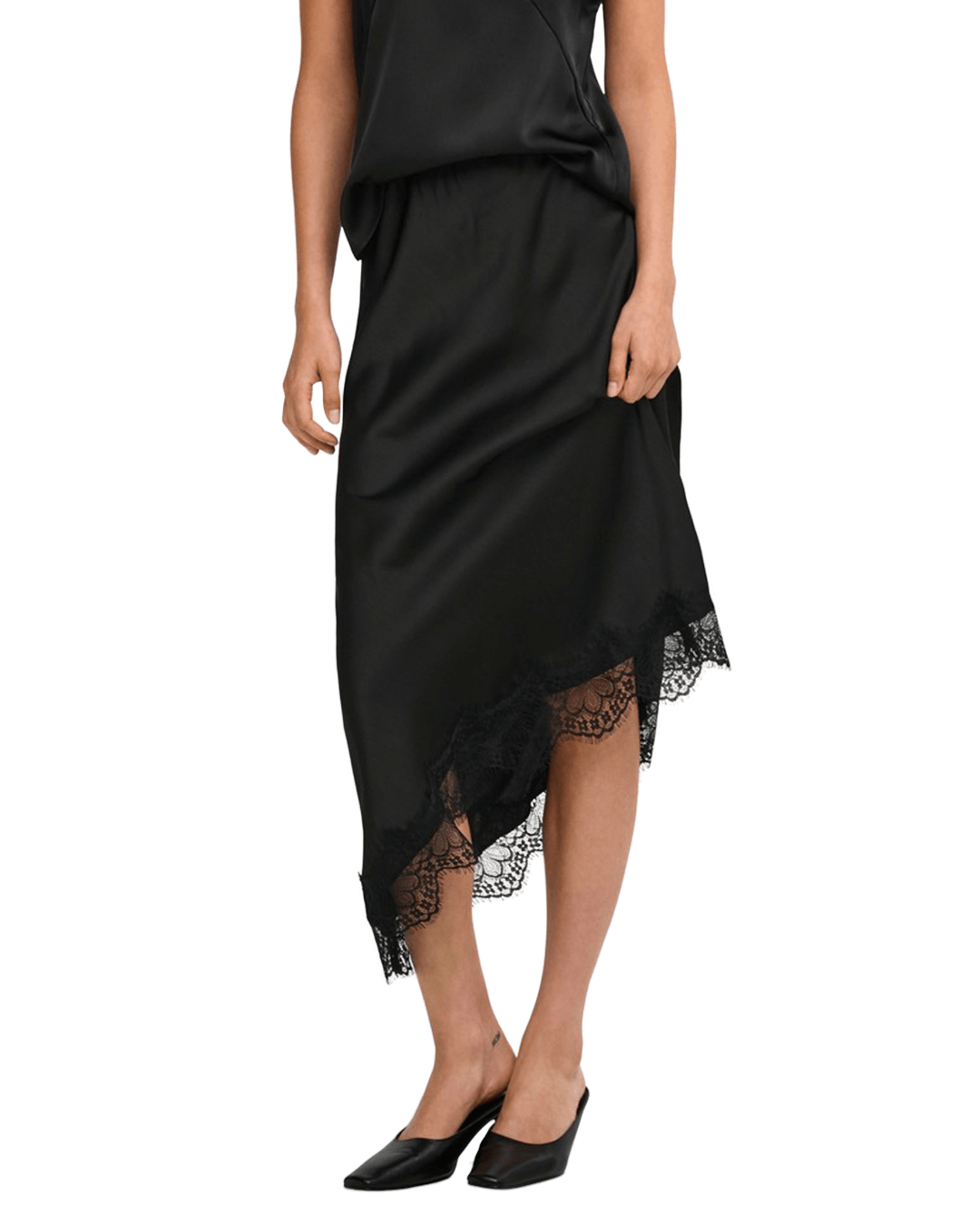 Only Skirts Only Black Faraya Lace Midi Skirt