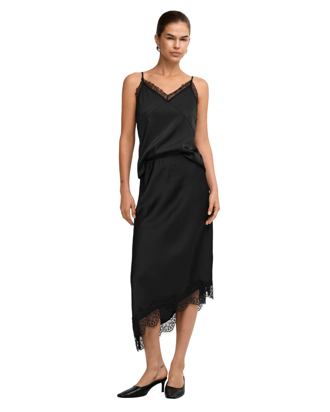 Only Skirts Only Black Faraya Lace Midi Skirt