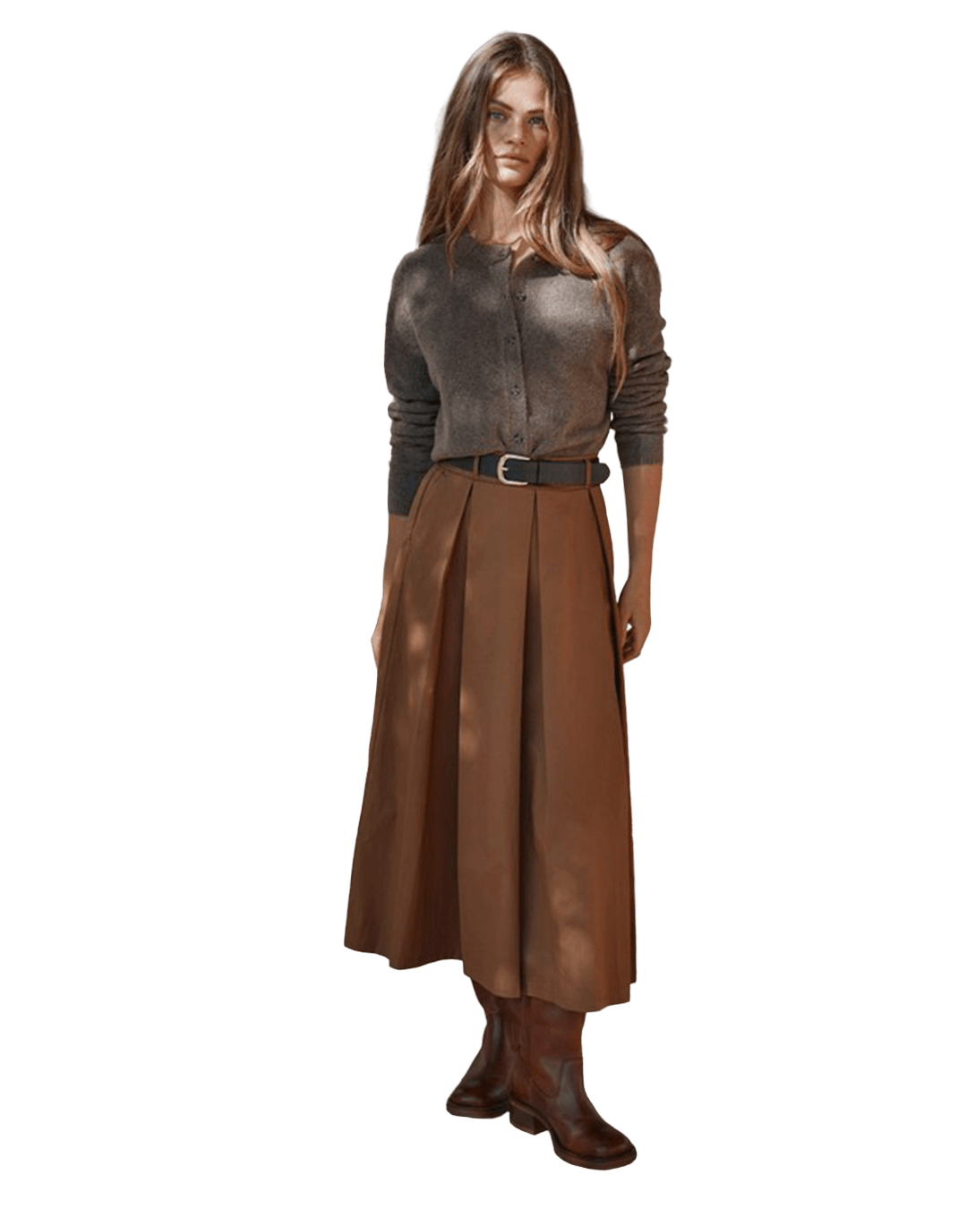 Only Skirts Only Brown Aven-Zora High Waist Belted Maxi Skirt