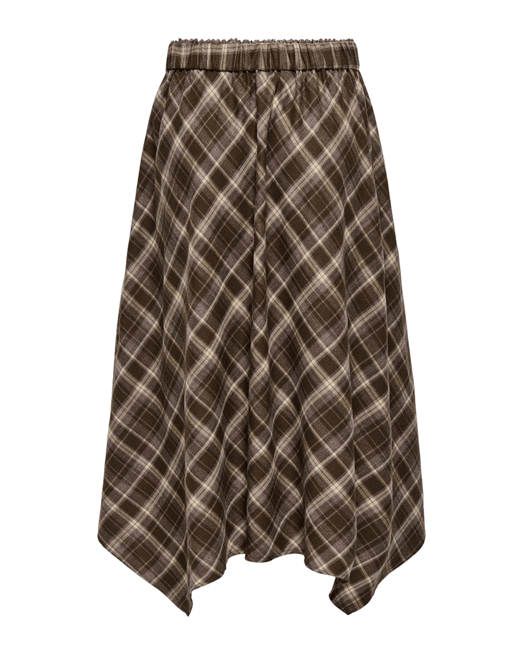 Only Skirts Only Brown Guka Long Asymmetric Check Skirt