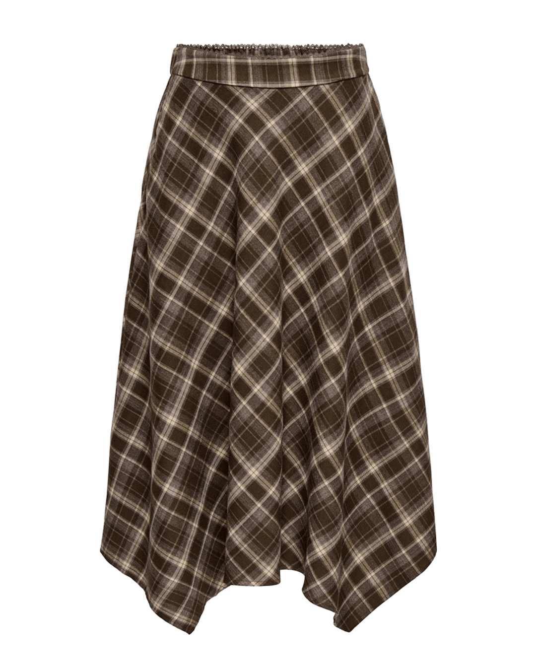 Only Skirts Only Brown Guka Long Asymmetric Check Skirt