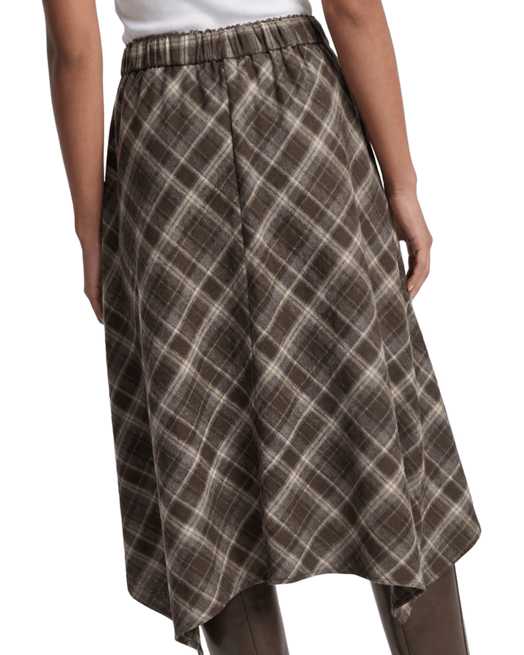 Only Skirts Only Brown Guka Long Asymmetric Check Skirt