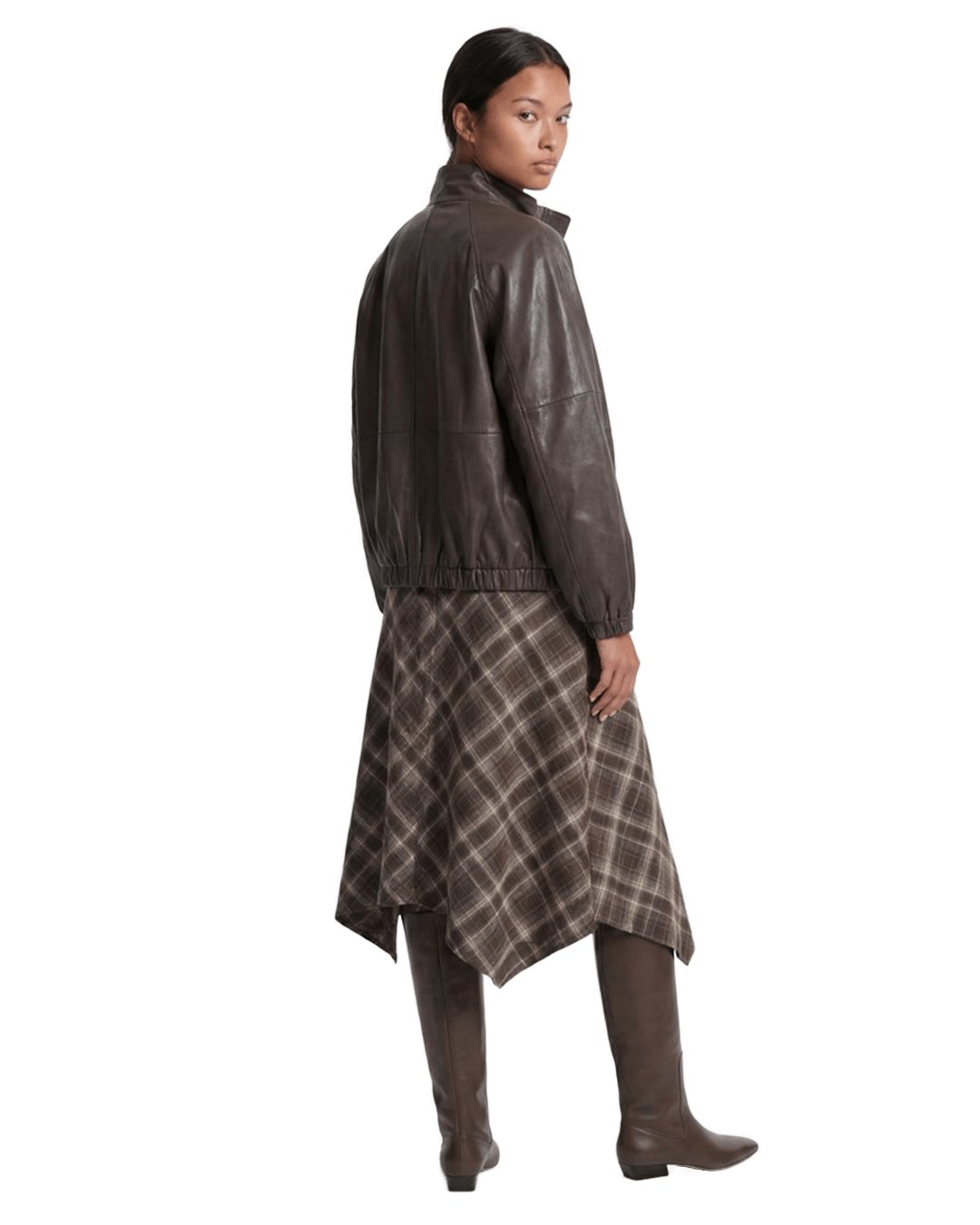 Only Skirts Only Brown Guka Long Asymmetric Check Skirt