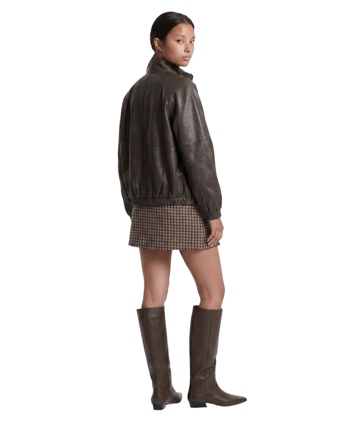 Only Skirts Only Brown Violetta High Waist Check Slit Skirt