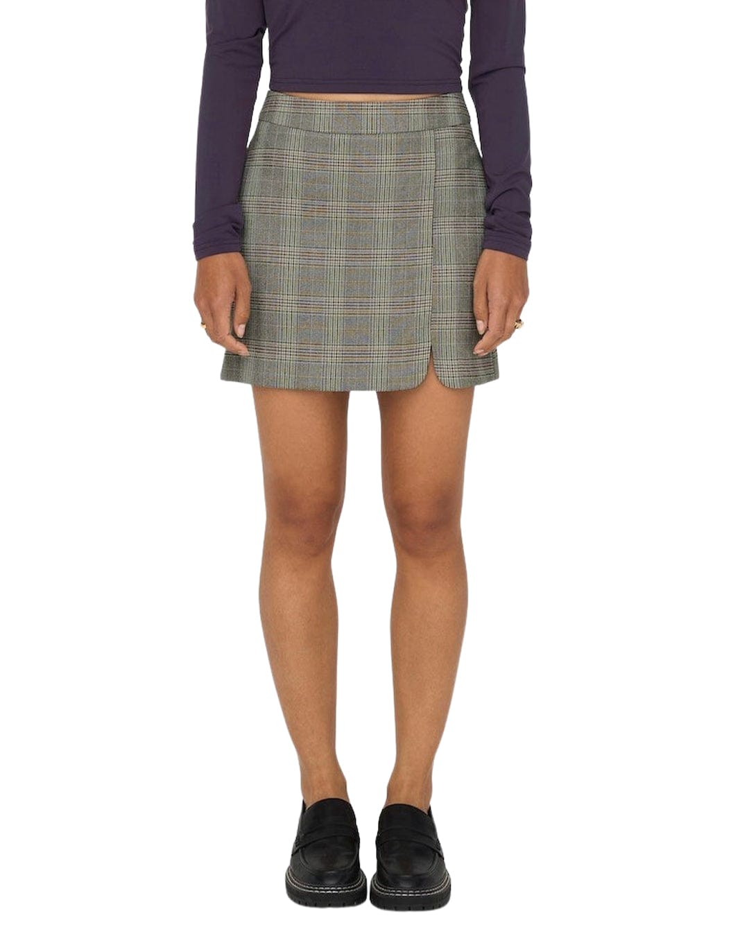 Only Skirts Only Grey Checked Slit Skirt