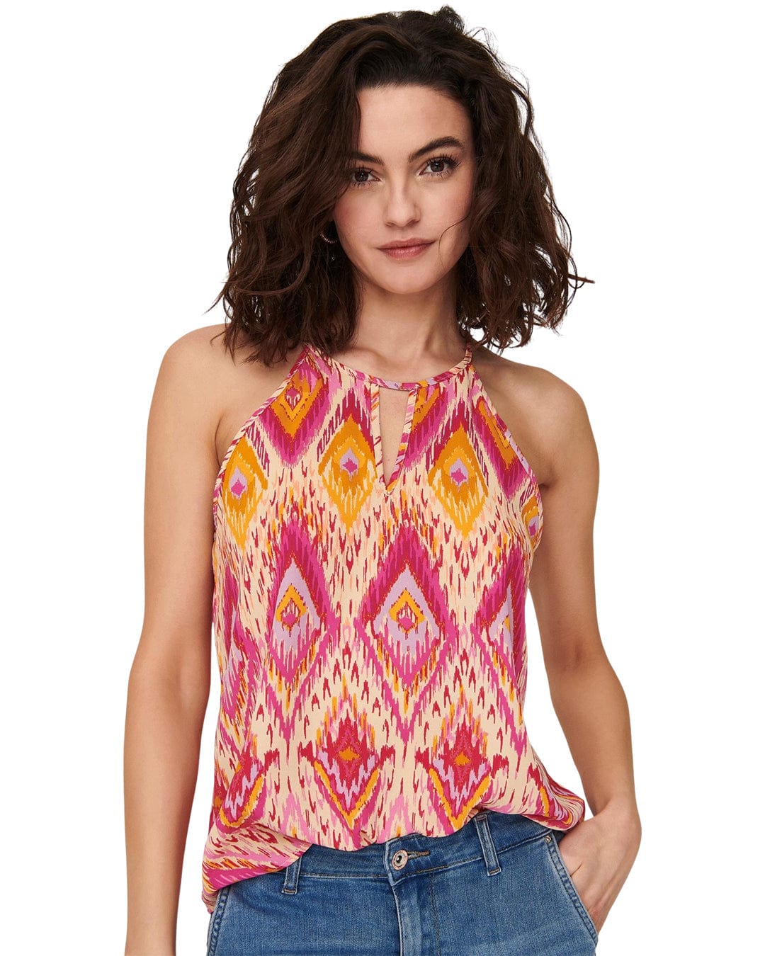 Only T-Shirts Only Alma Life Pink Keyhole Top