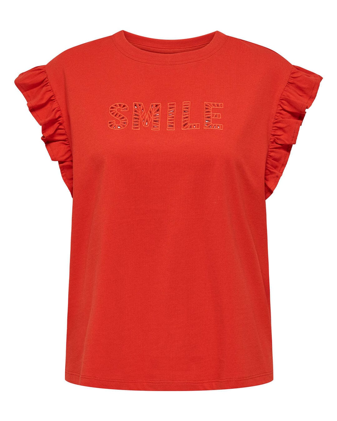 Only T-Shirts Only Red Pernille Frill Box T-Shirt