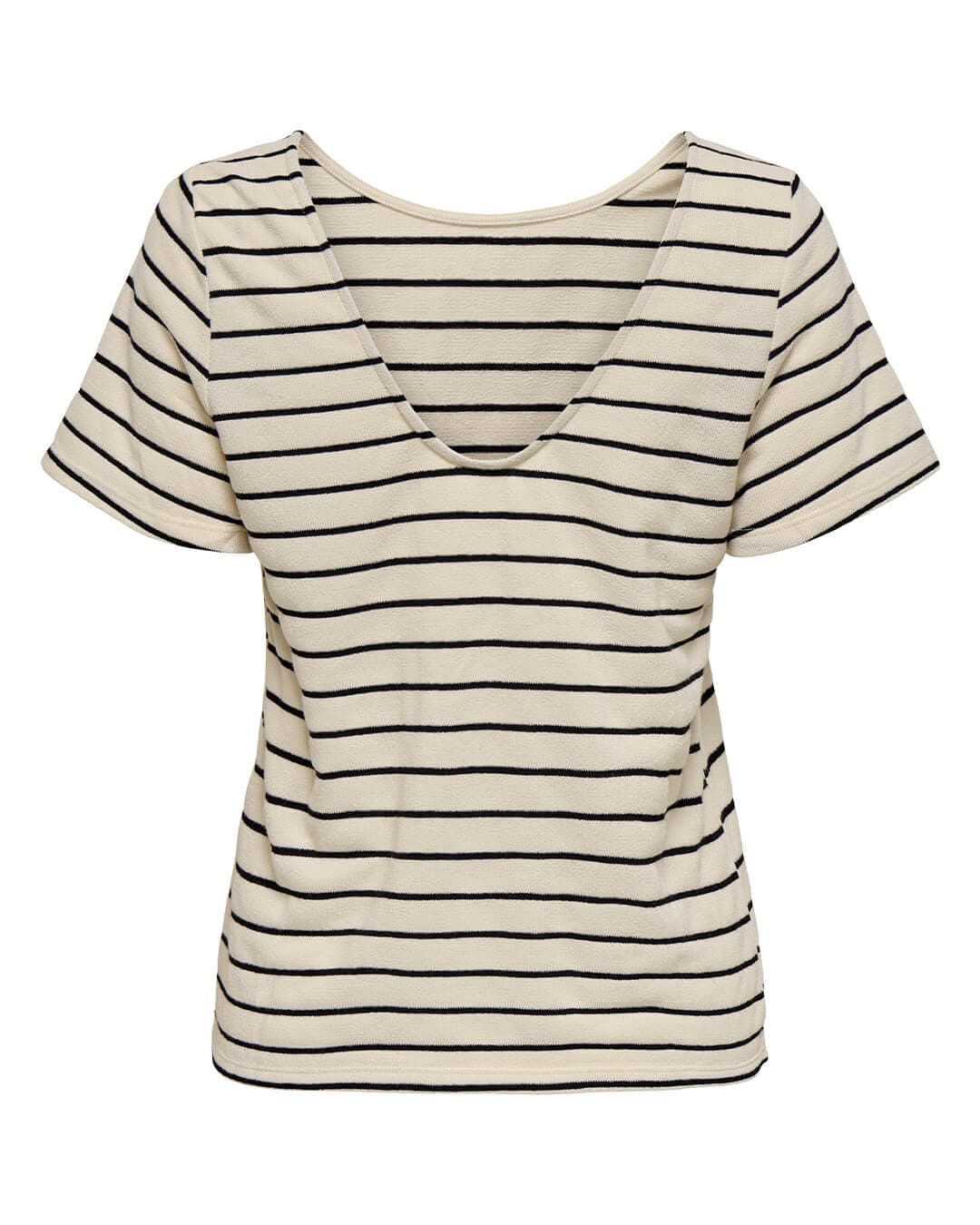 Only T-Shirts Only White and Black Stripe Low Back Top