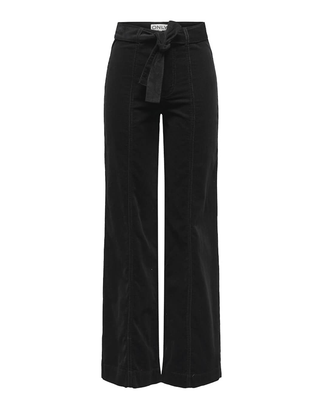 Only Trousers ONLMADISON-NESSA HW WIDE BELT CORD PNT BLACK