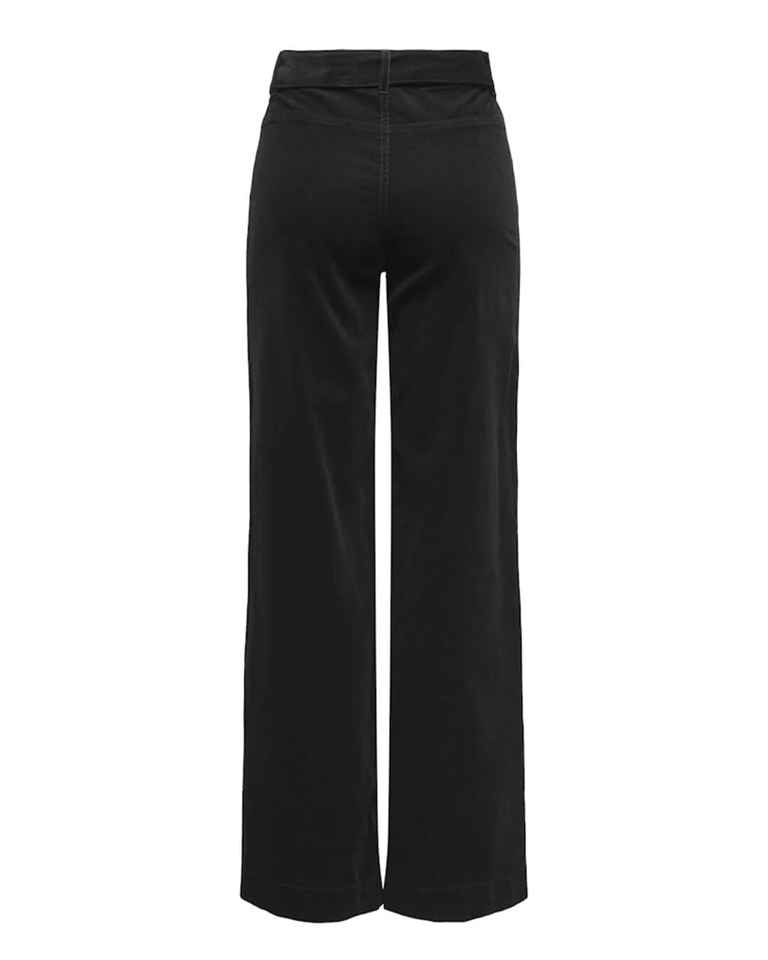 Only Trousers ONLMADISON-NESSA HW WIDE BELT CORD PNT BLACK