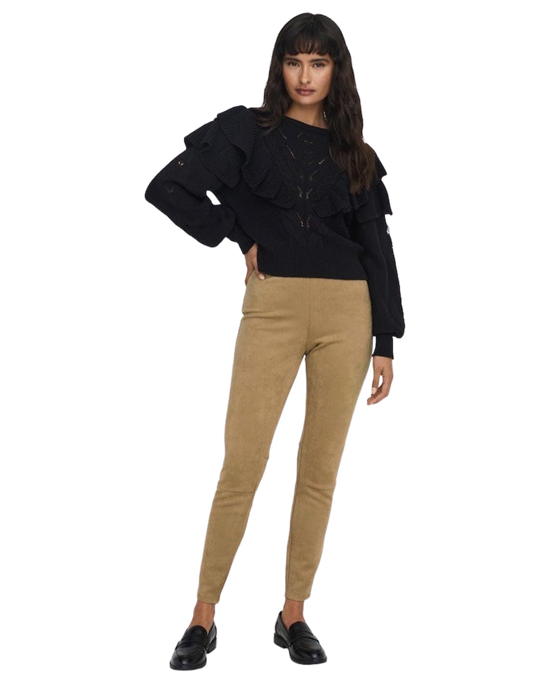 Only Trousers Only Beige Faux Suede Legging
