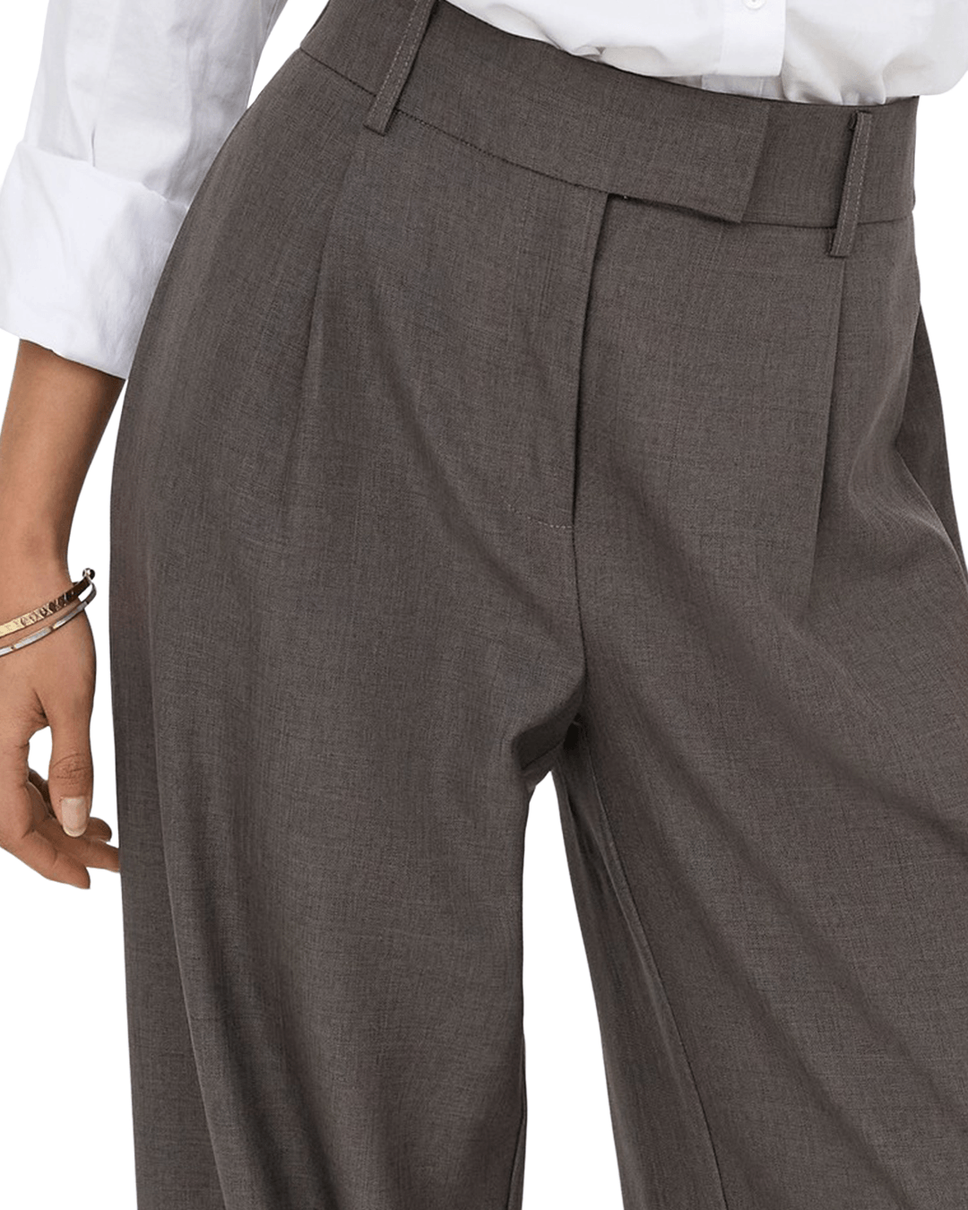 Only Trousers Only Brown Linda High Waist Straight Trousers