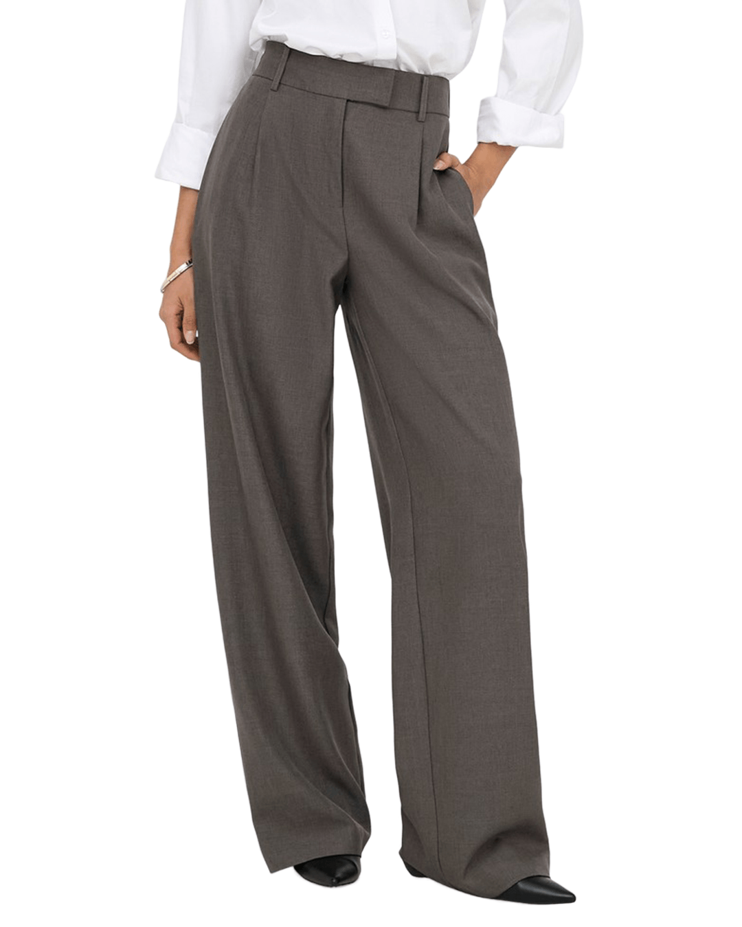 Only Trousers Only Brown Linda High Waist Straight Trousers